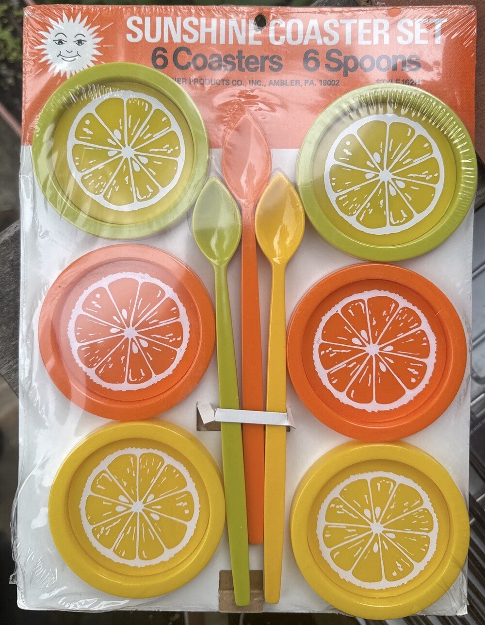 Retro 1970s 12 Pc  Coaster Set Sunshine Summertime Citrus Florida Gift Lake
